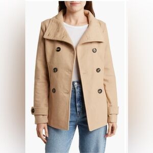 Camel/tan double breasted peacoat size XL